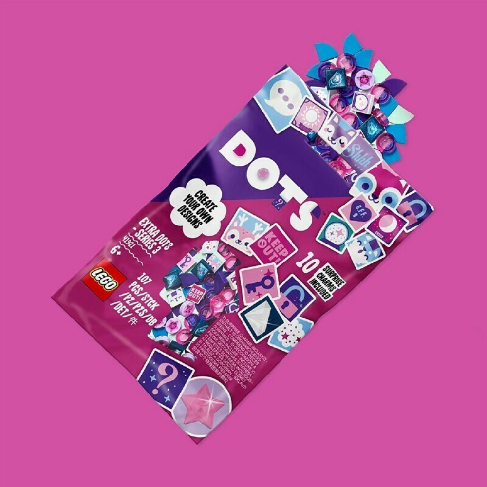 LEGO Dots Extra Dots Series 3 Tile Pack, Jewellery DIY Craft Set With 10 Surprise Charms